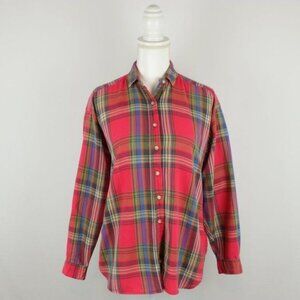 Woolrich Vintage Women's Large Red Plaid Long Sleeve Button Up Shirt